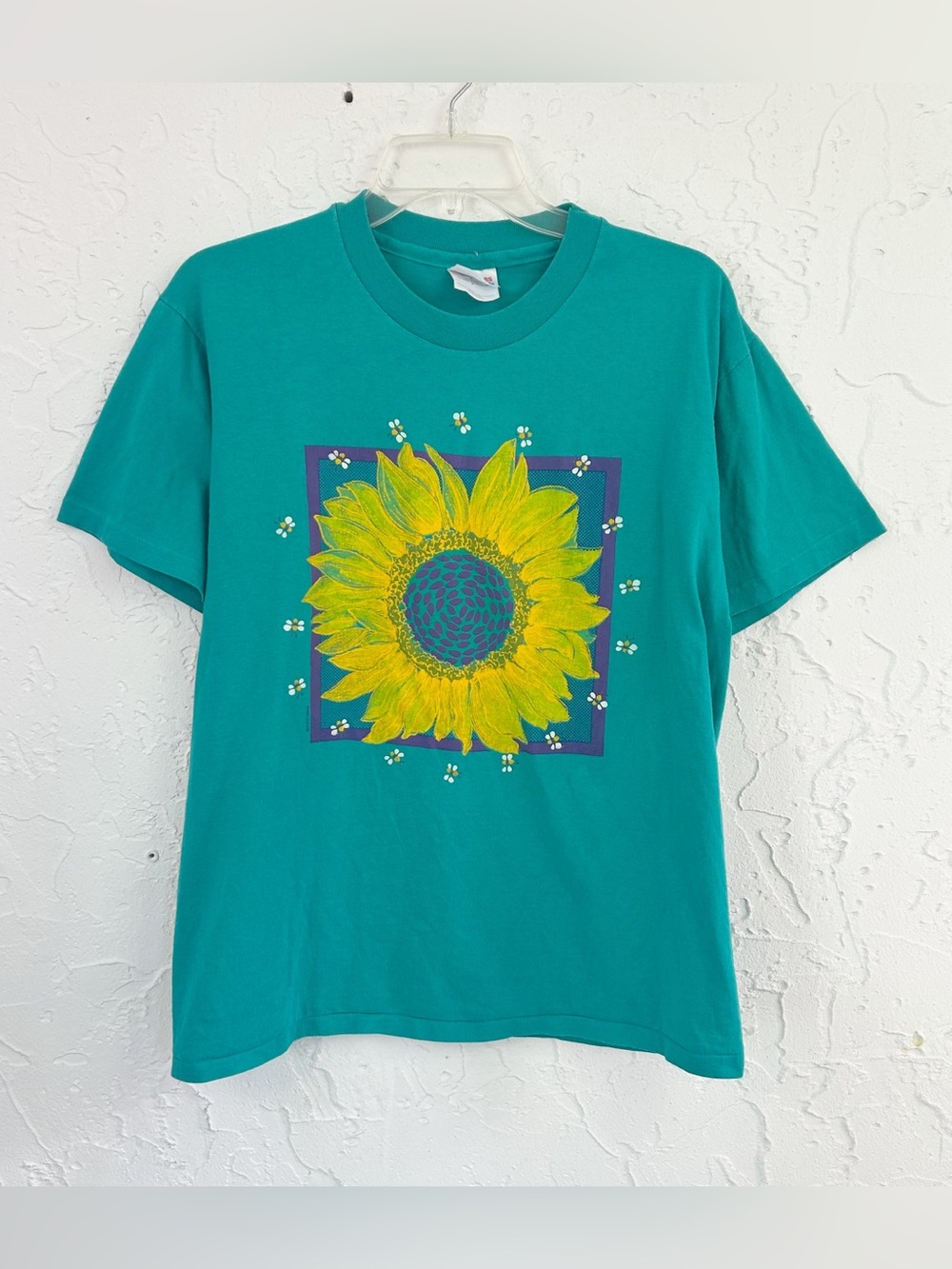 Vintage 80s/90s Blue Sunflower Single Stitch Graphic T-shirt Medium Cottagecore